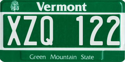 VT license plate XZQ122
