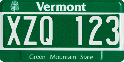 VT license plate XZQ123