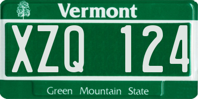VT license plate XZQ124