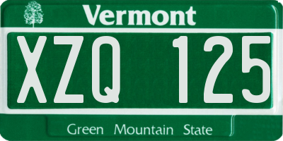 VT license plate XZQ125