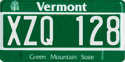 VT license plate XZQ128