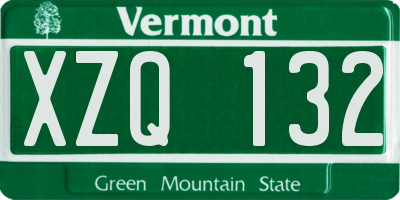 VT license plate XZQ132