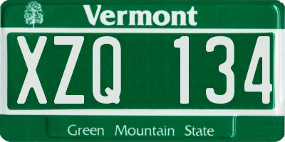 VT license plate XZQ134