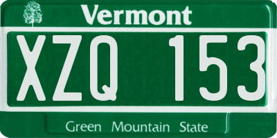 VT license plate XZQ153