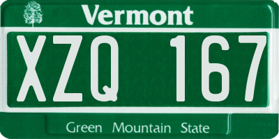 VT license plate XZQ167