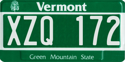 VT license plate XZQ172