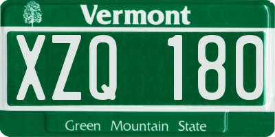 VT license plate XZQ180