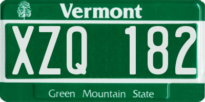 VT license plate XZQ182