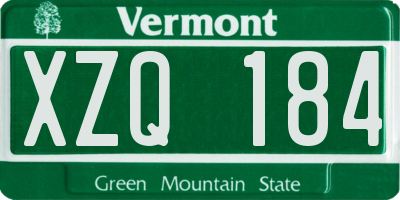 VT license plate XZQ184