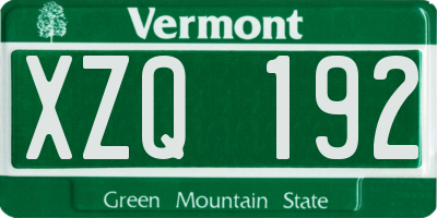 VT license plate XZQ192