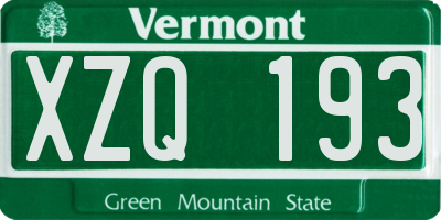VT license plate XZQ193