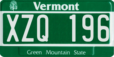 VT license plate XZQ196