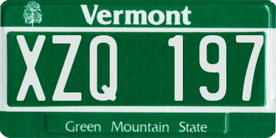 VT license plate XZQ197