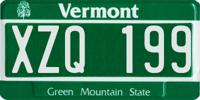 VT license plate XZQ199