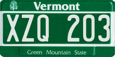 VT license plate XZQ203