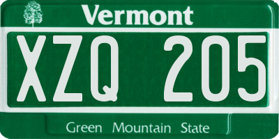 VT license plate XZQ205