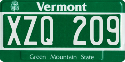 VT license plate XZQ209