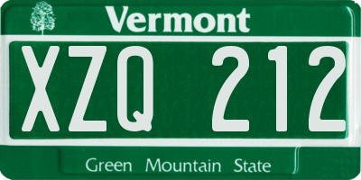 VT license plate XZQ212