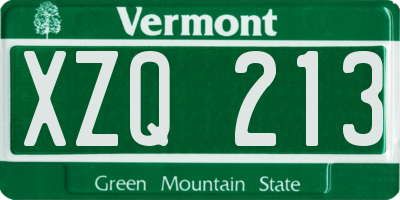 VT license plate XZQ213