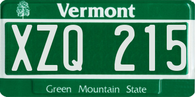 VT license plate XZQ215
