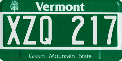 VT license plate XZQ217