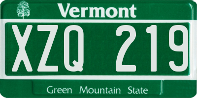 VT license plate XZQ219