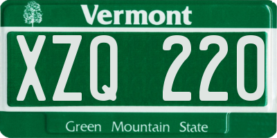 VT license plate XZQ220