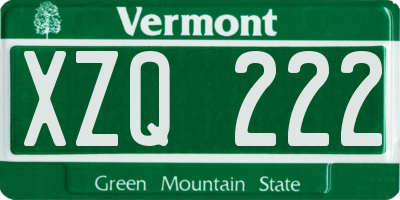 VT license plate XZQ222
