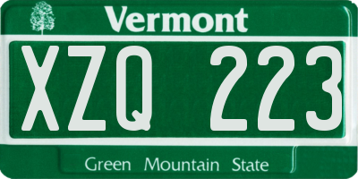VT license plate XZQ223