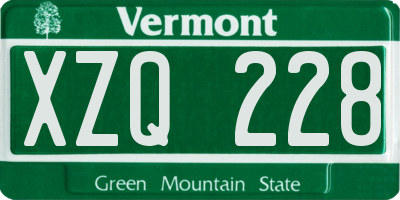 VT license plate XZQ228