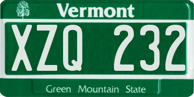 VT license plate XZQ232