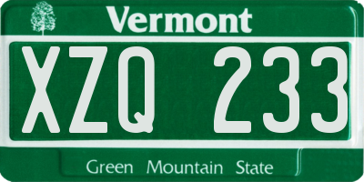 VT license plate XZQ233