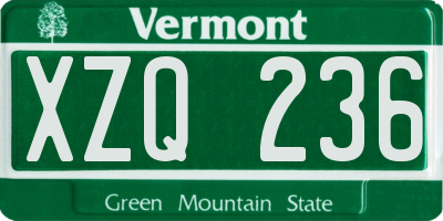 VT license plate XZQ236