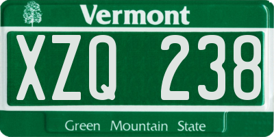 VT license plate XZQ238