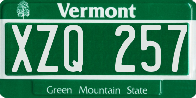 VT license plate XZQ257