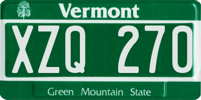 VT license plate XZQ270