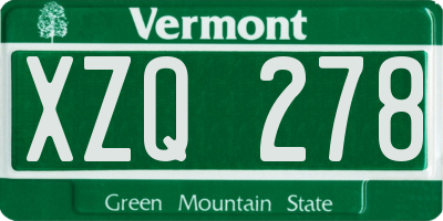 VT license plate XZQ278