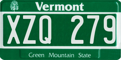 VT license plate XZQ279