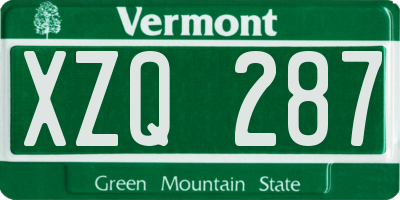 VT license plate XZQ287