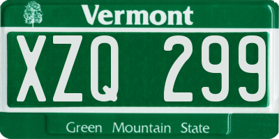 VT license plate XZQ299