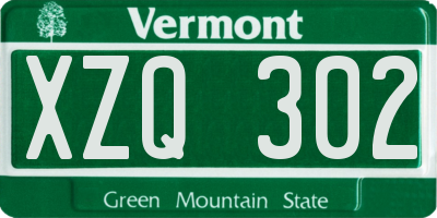 VT license plate XZQ302