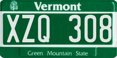VT license plate XZQ308