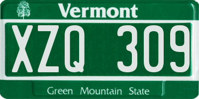 VT license plate XZQ309