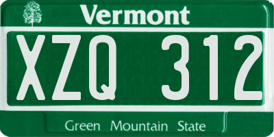 VT license plate XZQ312