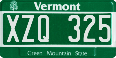 VT license plate XZQ325