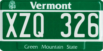 VT license plate XZQ326