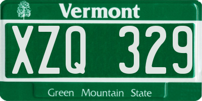 VT license plate XZQ329