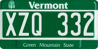 VT license plate XZQ332