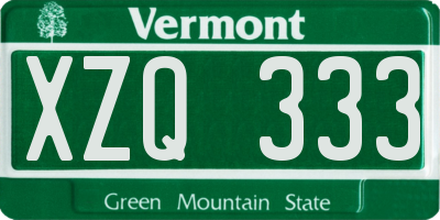 VT license plate XZQ333
