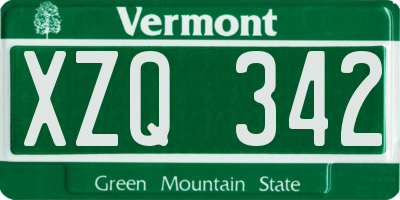 VT license plate XZQ342